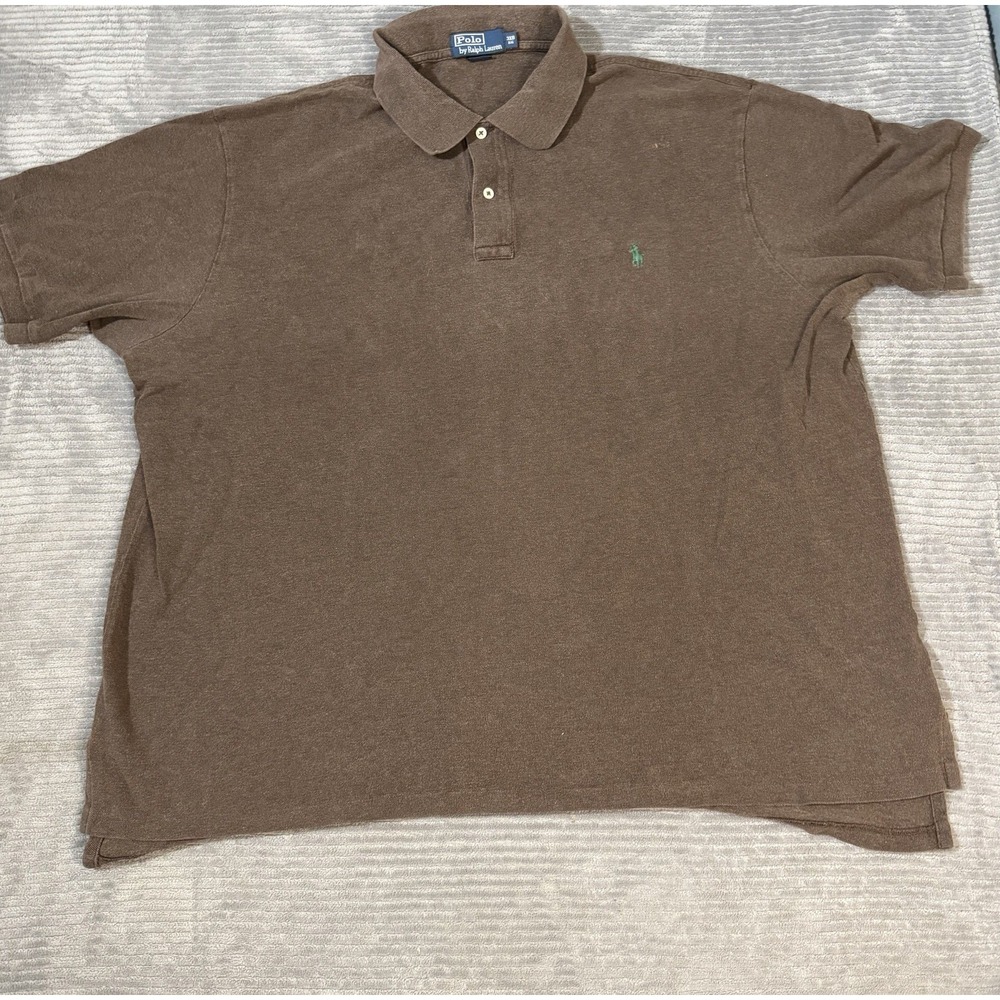 Vintage Ralph Lauren Polo Shirt 3xl Brown Preppy Golf Rugby Golfer 100% Cotton